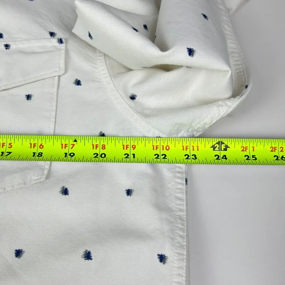 The North Face Men's White Tree‎ Print Cotton Long Sleeve Button-Up Shirt Large